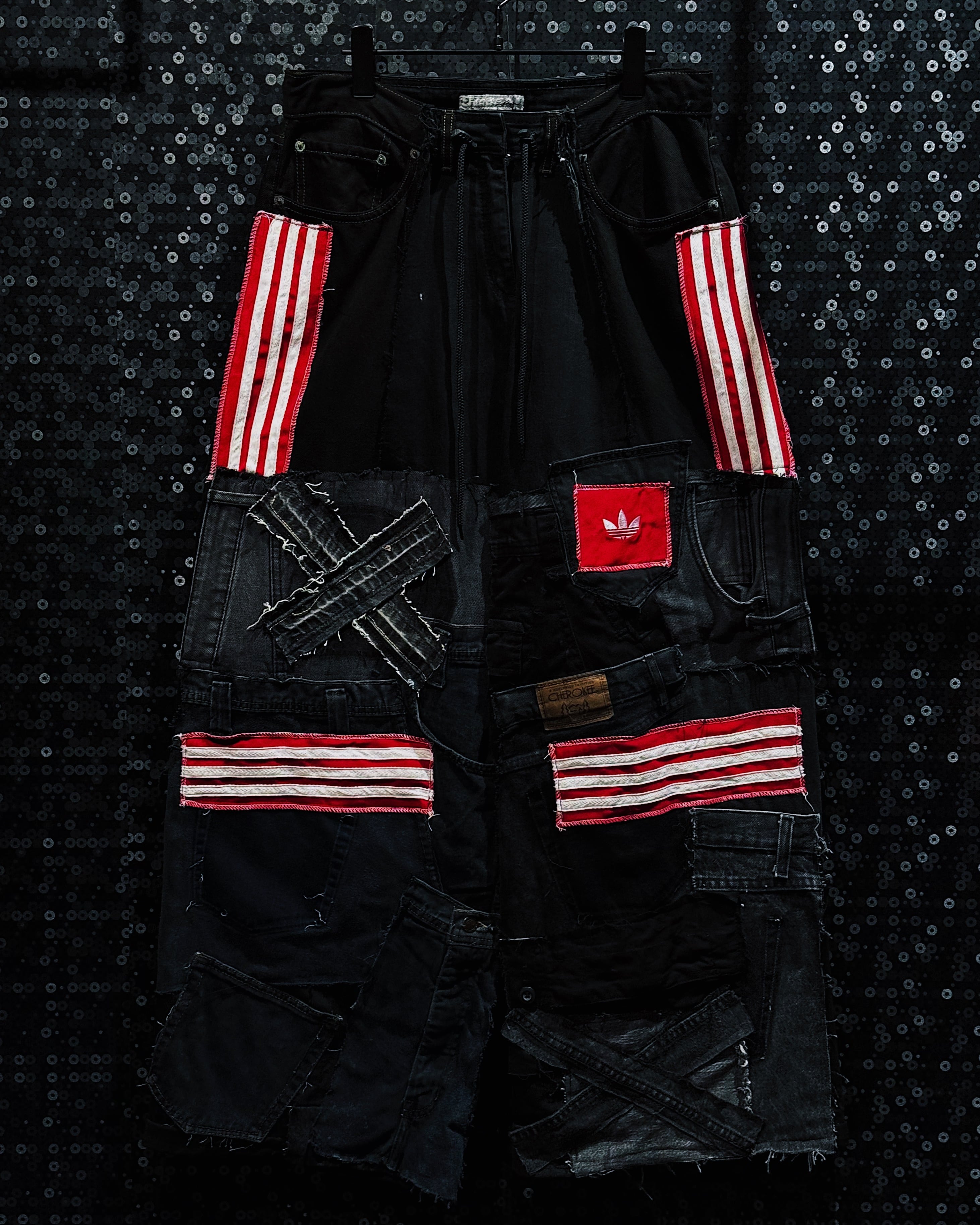 【ÆIEM】Special “original re:make” vintage patch work design asymmetry denim pants