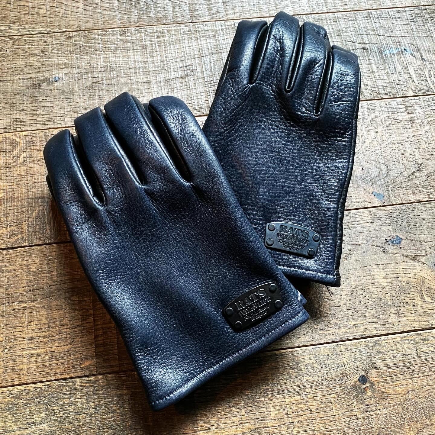 レザーグローブ / RATS(ラッツ) / LEATHER GLOVE(BLACK×NAVY)(24