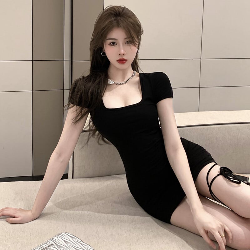 ドレス サマーバンドウェストブラックスカート ストリート 夏物 ガールズファッション43406078229