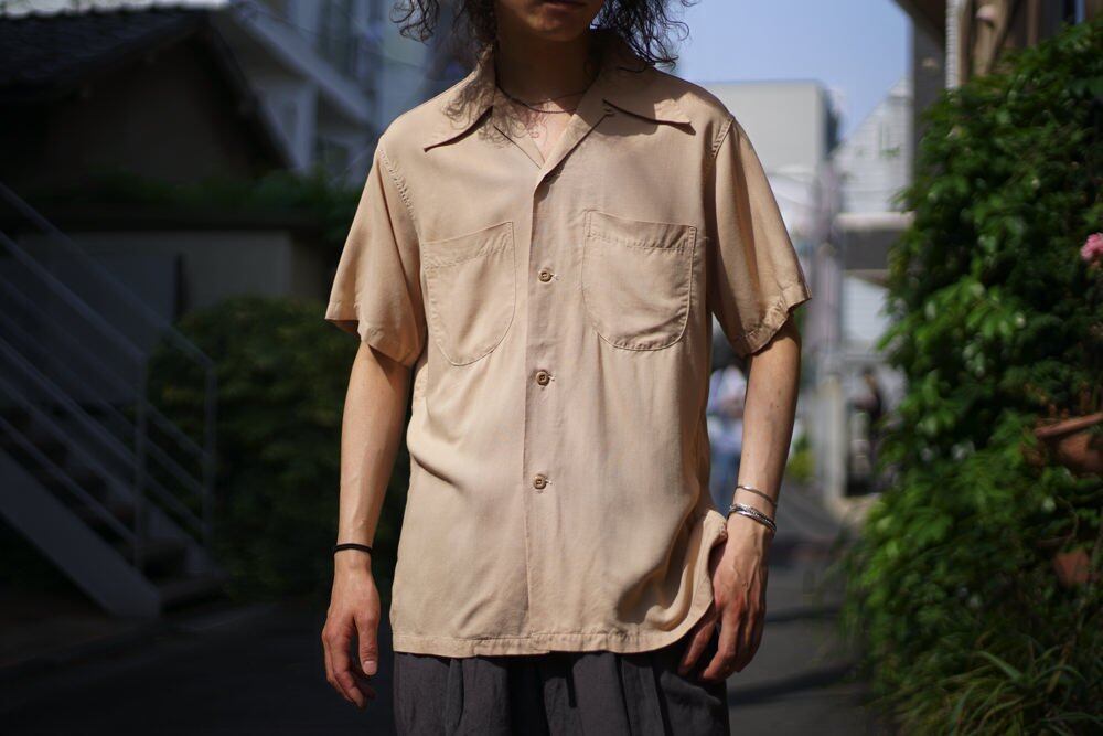 Arrow [ARROW] Vintage S / S Rayon Gabardine Open Collar Shirt
