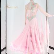 社交ダンス 衣装 白樺ドレス スタンダードドレス ワンピース ドレス スタンダード フロート レース デモ 競技 ダンス パーティ 発表会 明るい 綺麗 グリーン系 女性用 発表会用ドレス おしゃれ フェミニン 競技用衣装 レディース