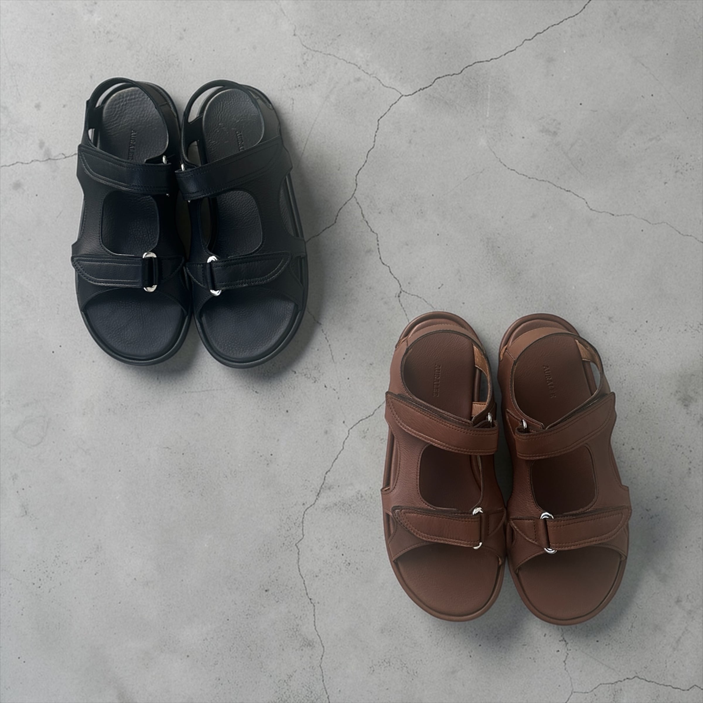 AURALEE  [SOFT LEATHER DOUBLE STRAP SANDALS]