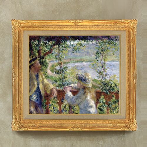 直筆仕上げ油絵【ルノワール】水辺にて F10 絵画 インテリア 人物画