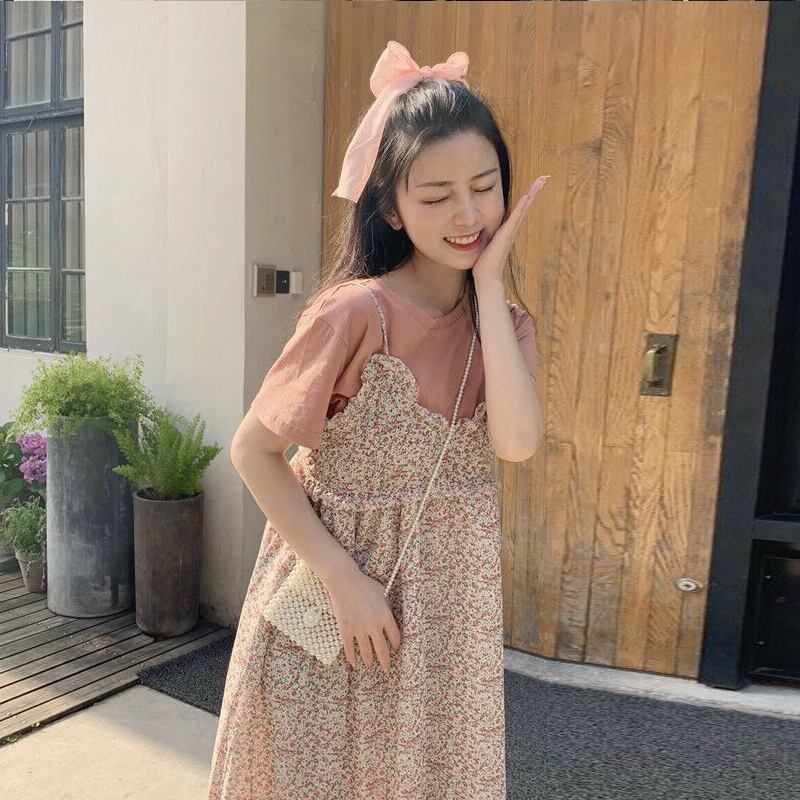 スカート サマー薄手シフォンフローラルドレス 夏物 花柄 萌量不足1274093459