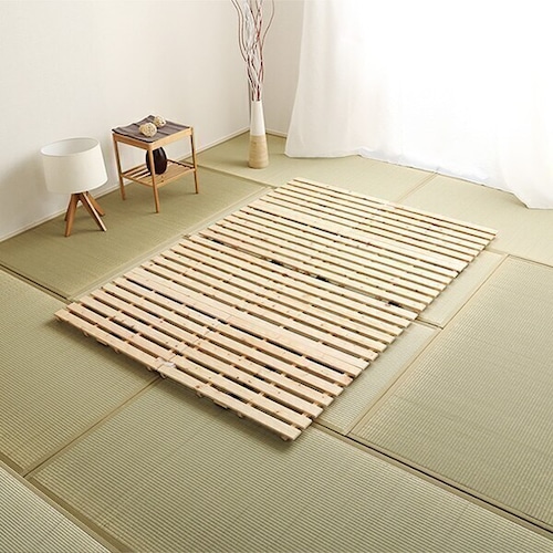 すのこベッド二つ折り式　檜仕様 ダブル 涼風家具 インテリア ベッド マットレス ベッド用すのこマッ