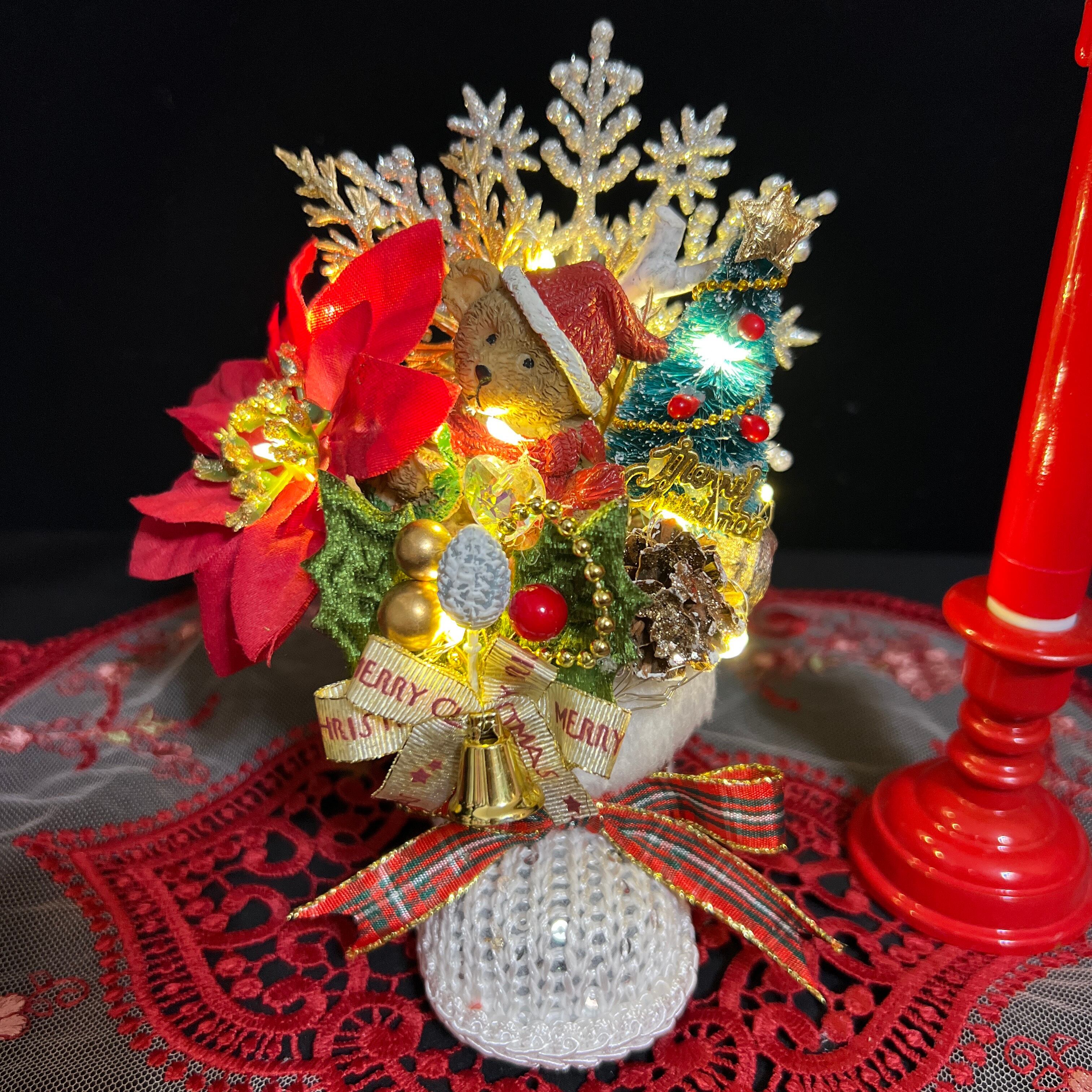 クリスマスオーナメント LEDライト クリスマスツリー テディベア クマ