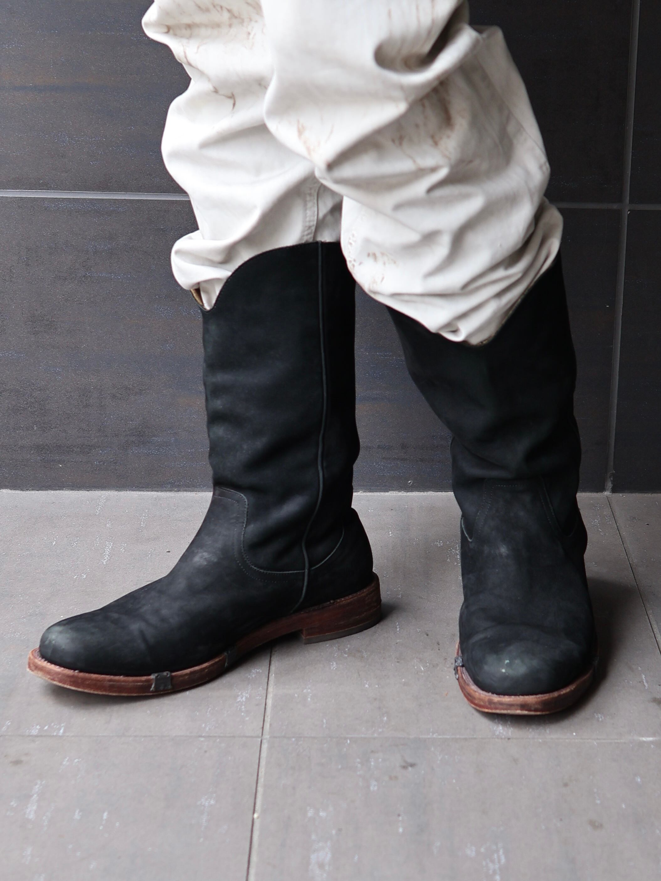 number (n)ine】suede western leather boots | blendmarket