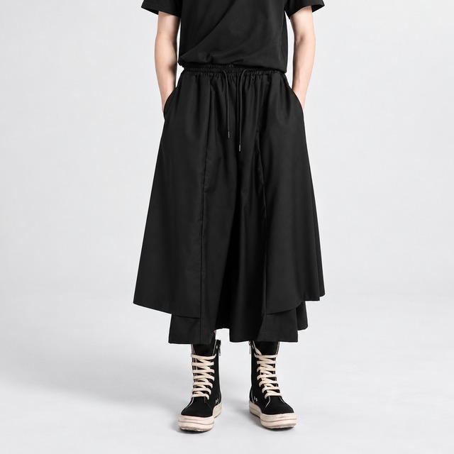 【ORV0027】Irregular Plus-Size Culottes, Wide-Leg Pants