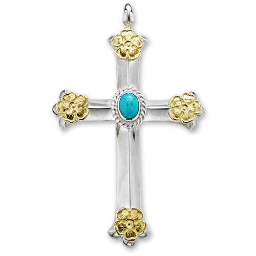 鷲見太郎 Pendant ペンダント】クロスペンダントw/ターコイズSVカップ