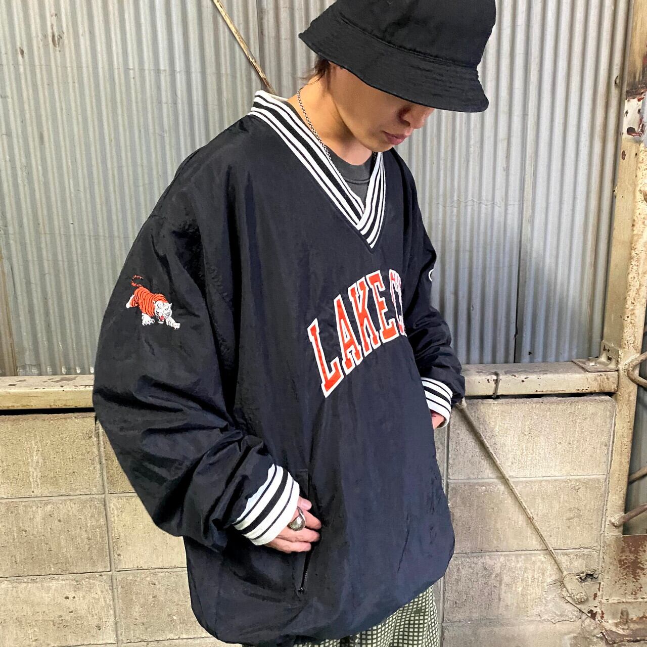 Champion チャンピオン 黒 ビッグサイズ  ナイロンジャケット アウター