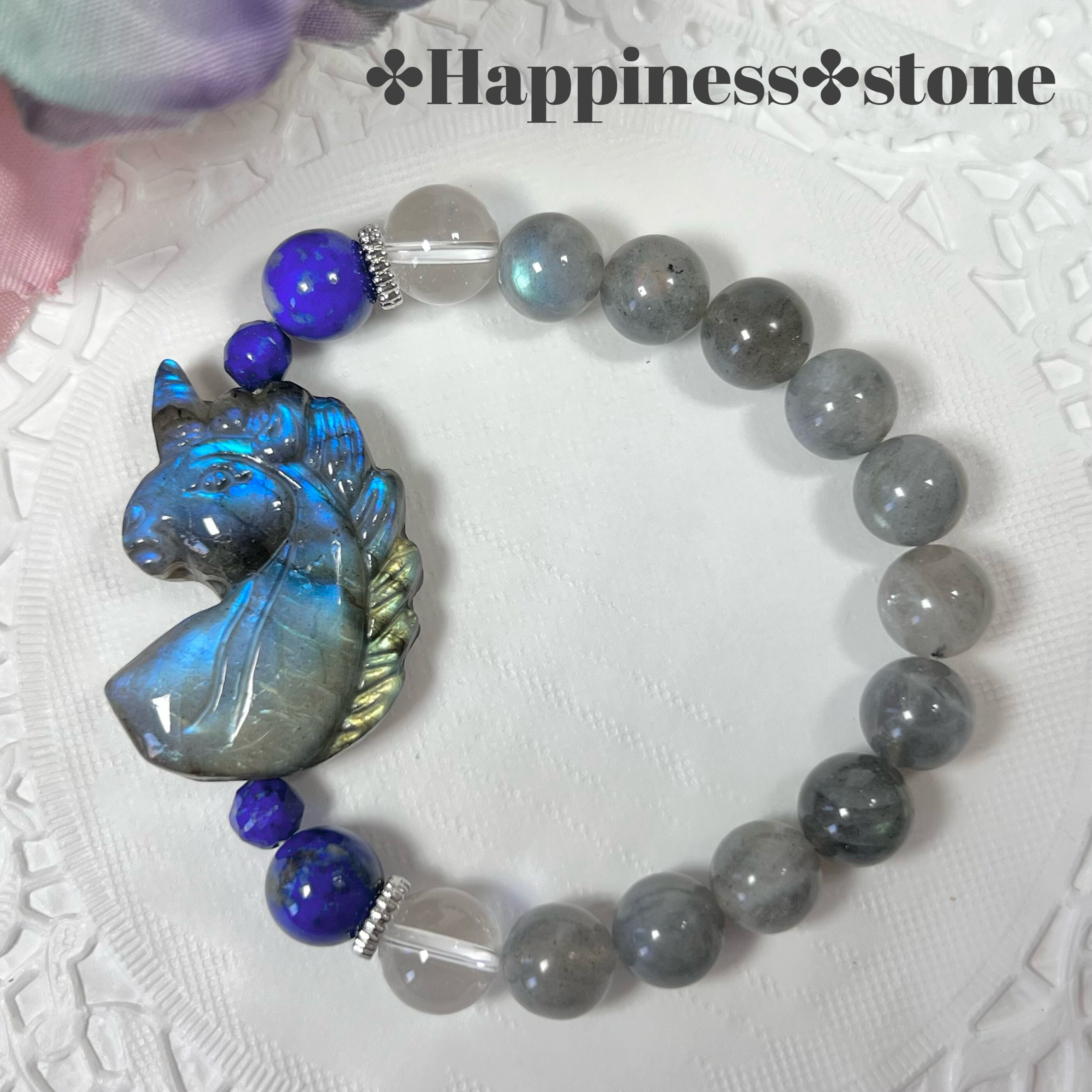 【高品質 ラブラドライト ユニコーン ブレスレット】ユニセックス プレゼント