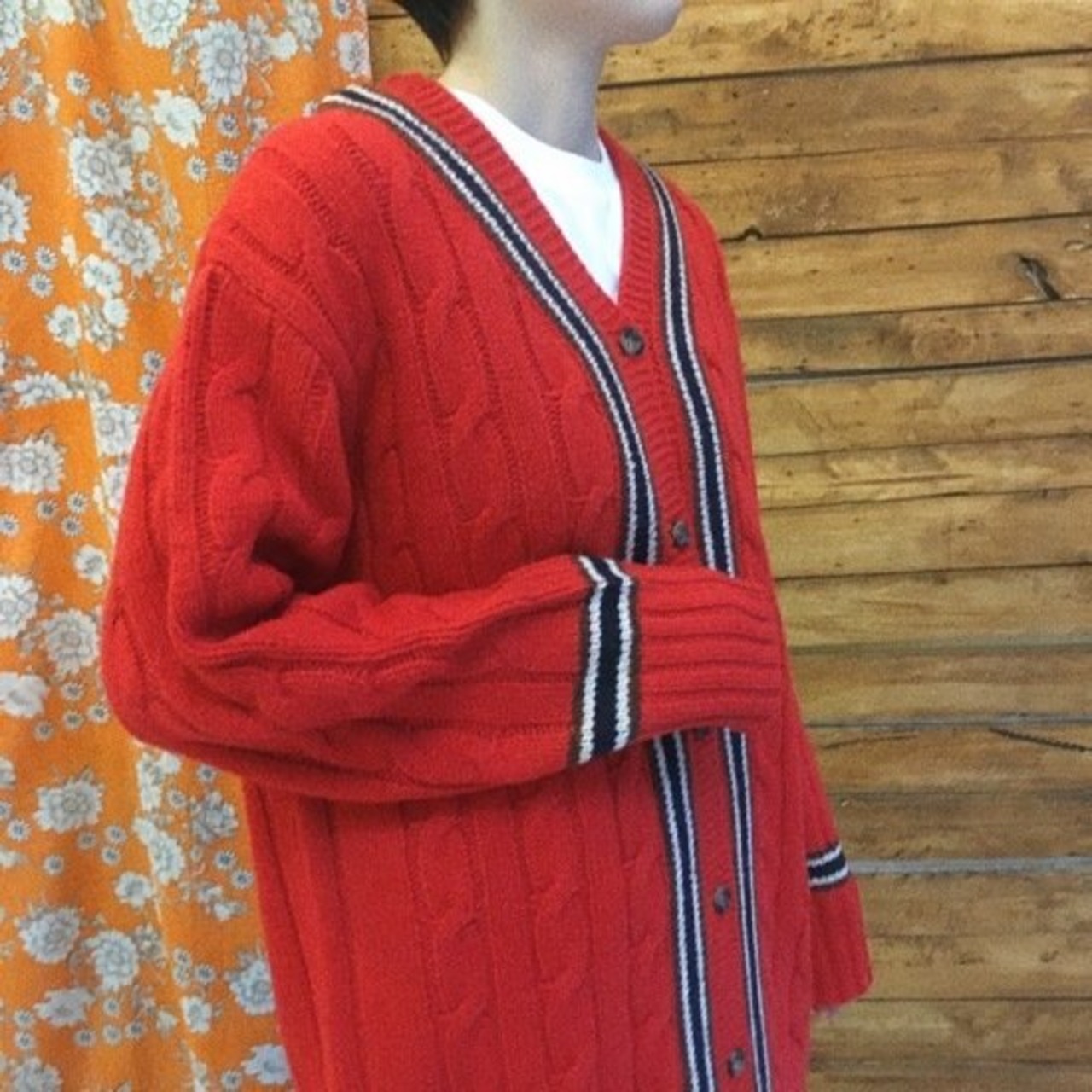 ICHI（イチ）　ラムケーブル　ロングカーディガン　レッド【SALE】