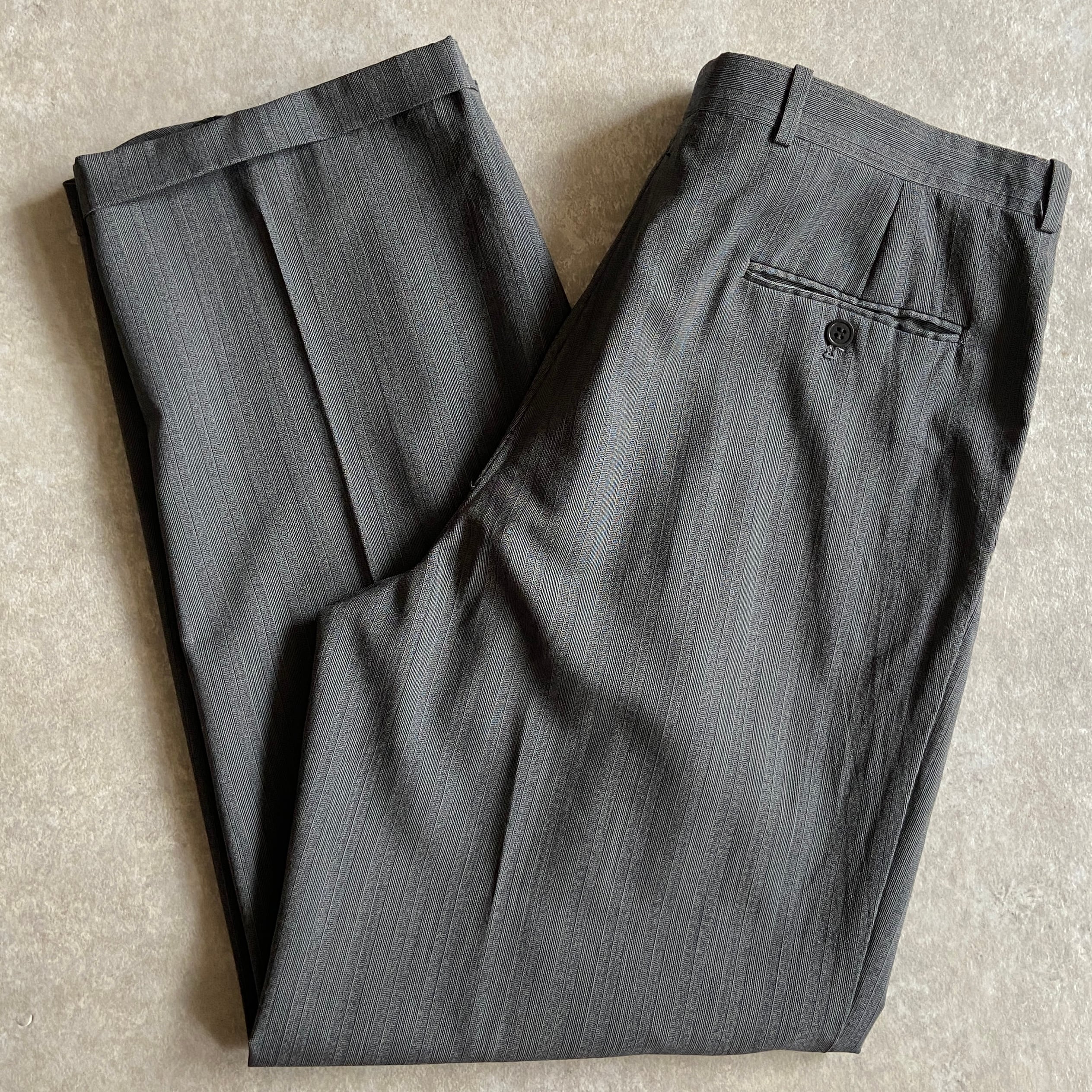 1970s Gray Stripe Slacks W33 L30