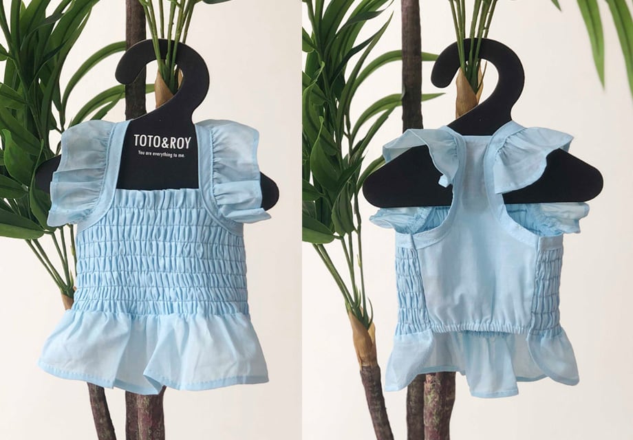 crop lace sleeveless / 犬服 ドッグウェア 犬の服 ペット洋服 無地 綿100% ブラウス ノースリーブ ショート丈 クロップドトップス 小型犬 中型犬 おパンツカット トップス フリル シンプル 夏 袖なし 涼しい top158