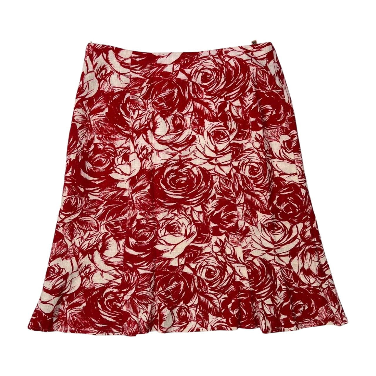 イタリア製 UNITED COLORS OF BENETTON ユナイテッドカラーズ オブ ベネトン 花柄 フレア タイト スカート 38 /レッド