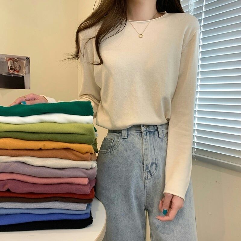 シャツ スプリングオータム薄手トップス セーター ロング 春物 秋物 試着室78237969405