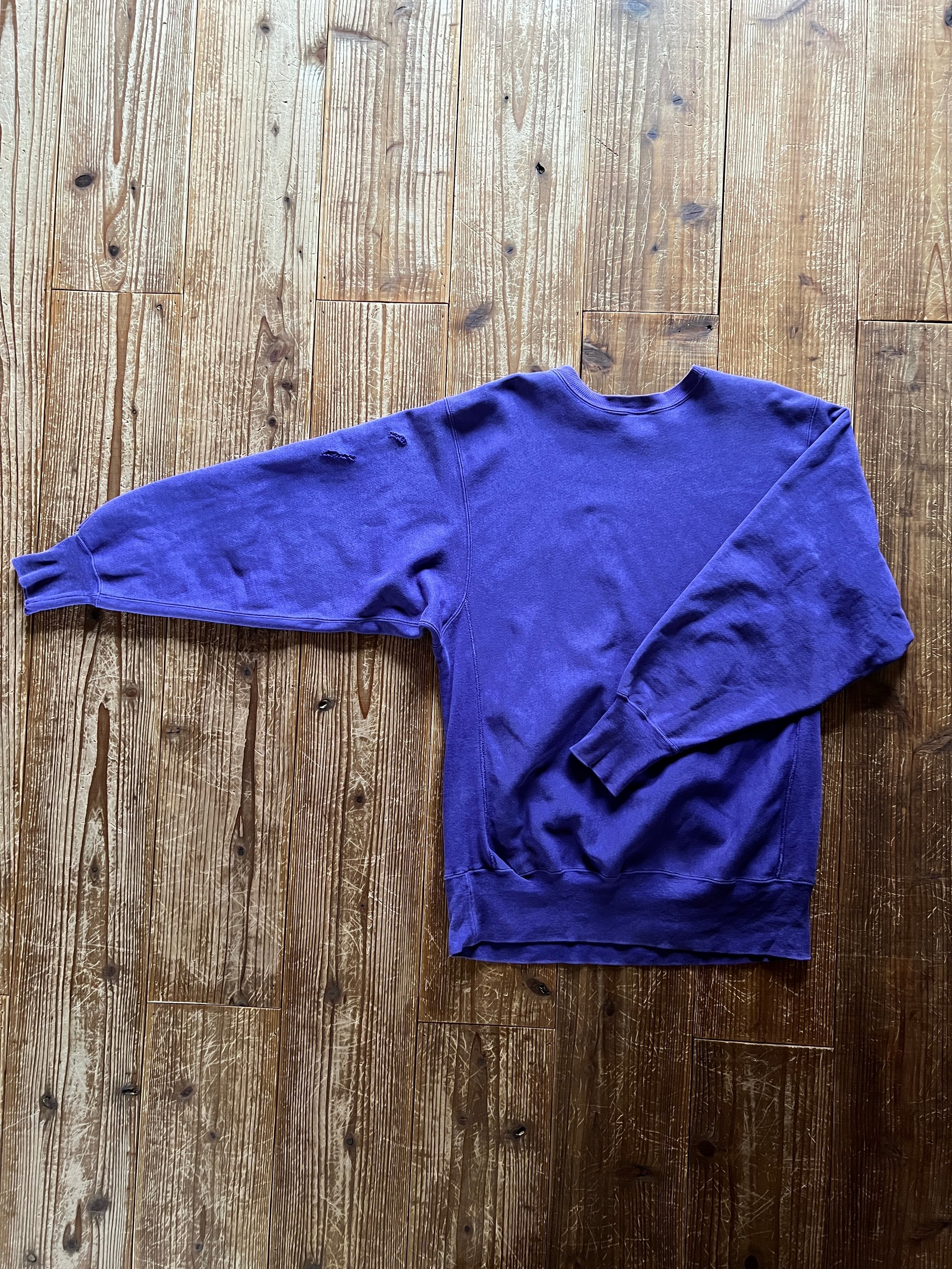 90's 刺繍タグ チャンピオンRW 無地 グレープ 表記(XL) USA製