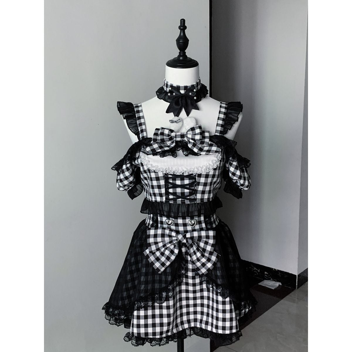 ギンガムチェック・レースアップセットアップ | Maiden's Rêve