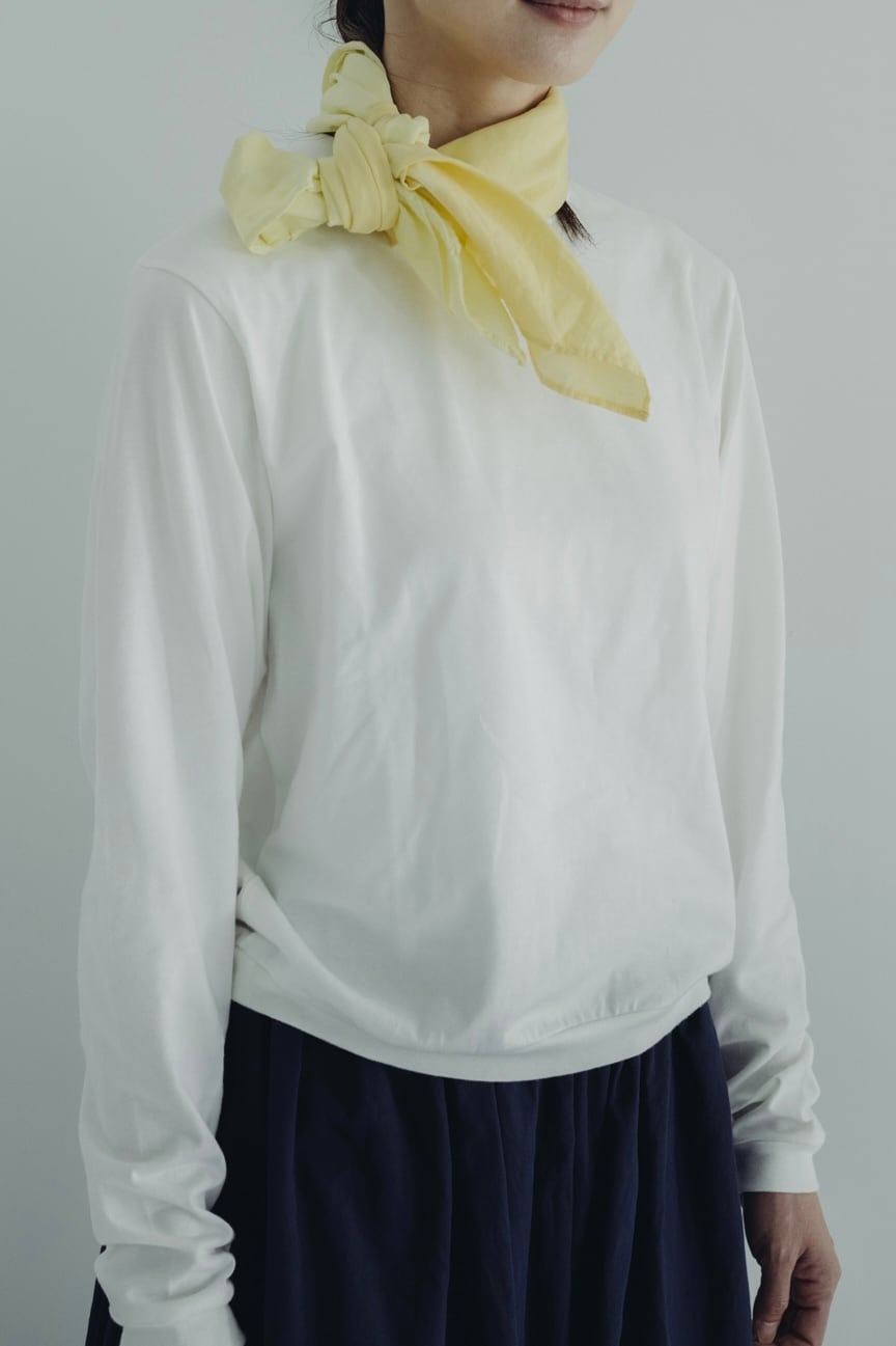 02373-3 cotton/linen cross tie over dye scarf / ceam,yellow