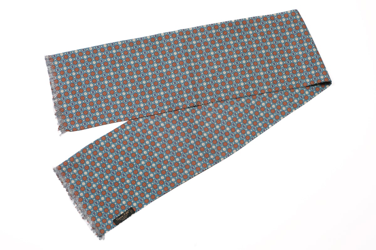 SEVEN FOLD シルクチューブラースカーフ（ブルー×オレンジ） | Afterhours