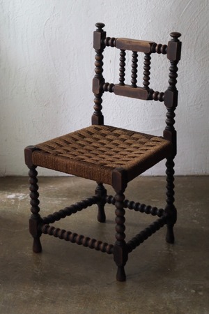 縄編み座面の椅子 No.1-antique rush chair