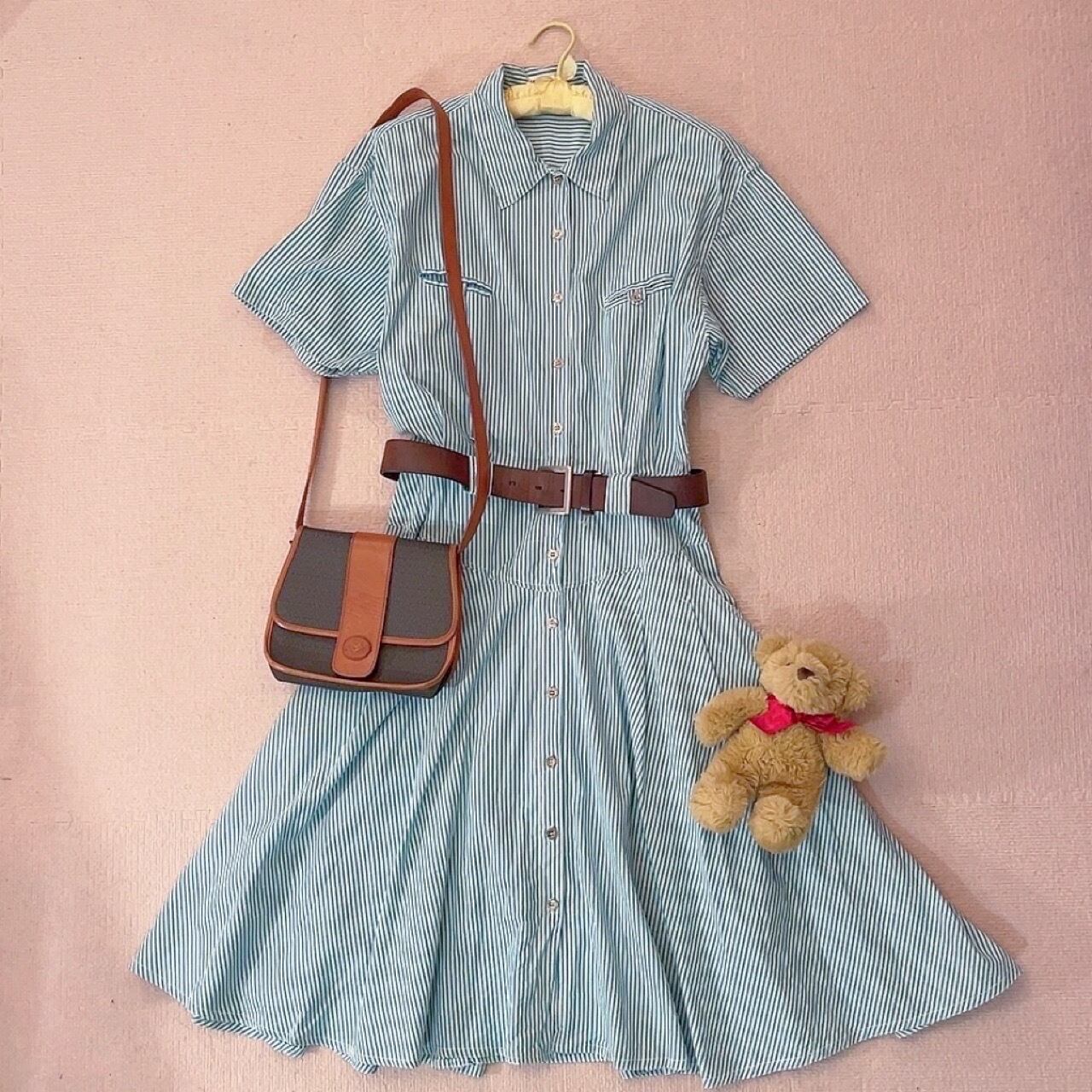 green stripe shirt one-piece