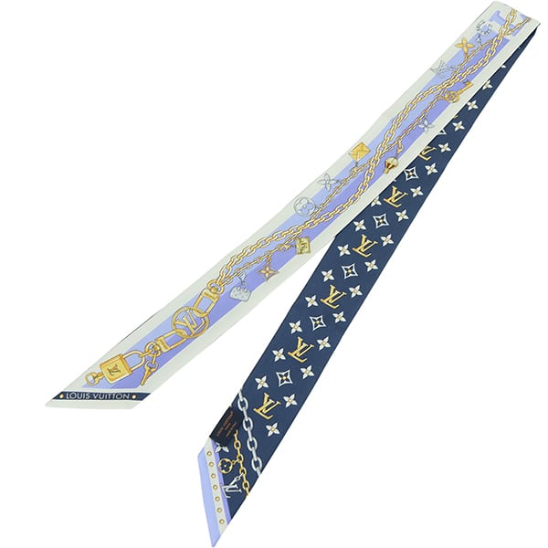 New LOUIS VUITTON ルイヴィトン スカーフ バンドーKチャーム ブルー