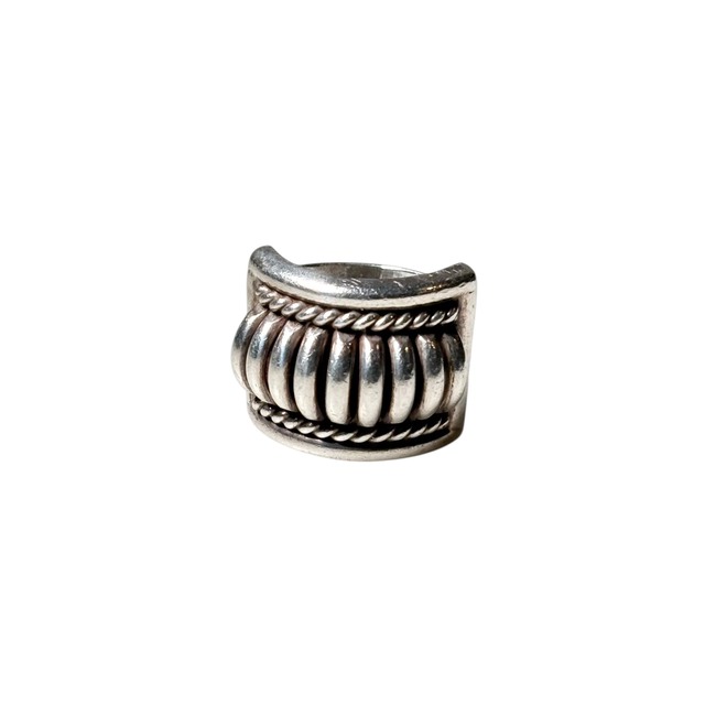 Navajo Thomas Charley silver ribbed melon ring