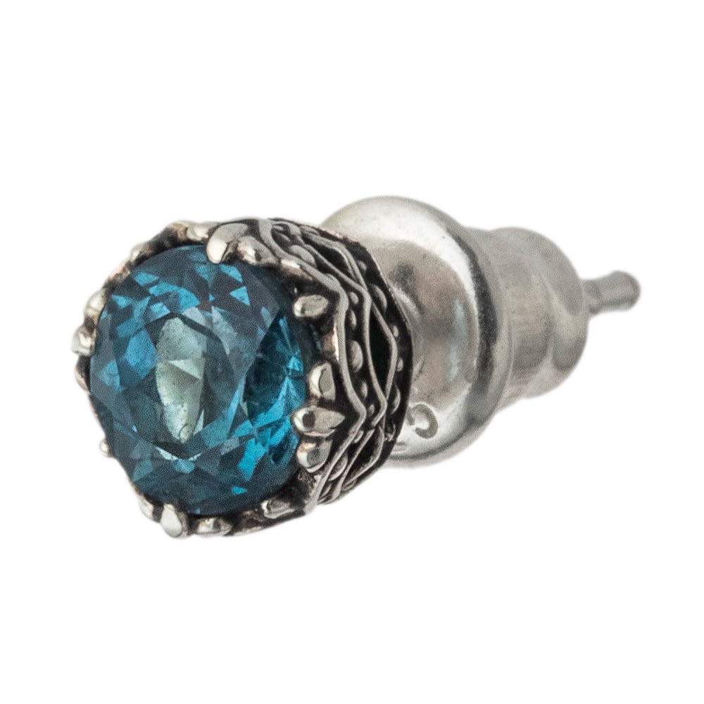 ジュエルクラウンピアス　ロンドンブルートパーズ　ACE0165　Jewel Crown Earrings London Blue Topaz　 シルバーアクセサリー Silver Jewelry Brand
