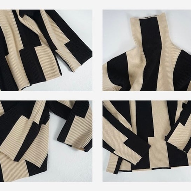 big stripe turtleneck knit 10327