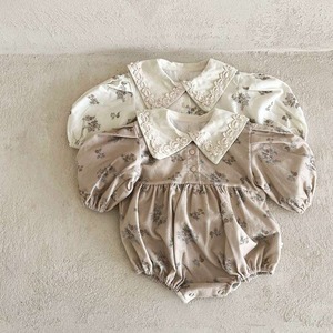 【秋作】花柄レース襟ロンパース　全2色