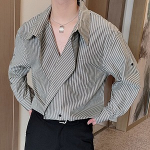 Big Collar Design Stripe Shirt【L0308】