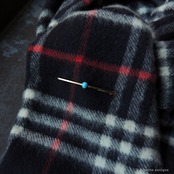 英国アンティークジュエリー 15ctゴールド 天然ターコイズ バーピンブローチ (ソーティングメモ付)