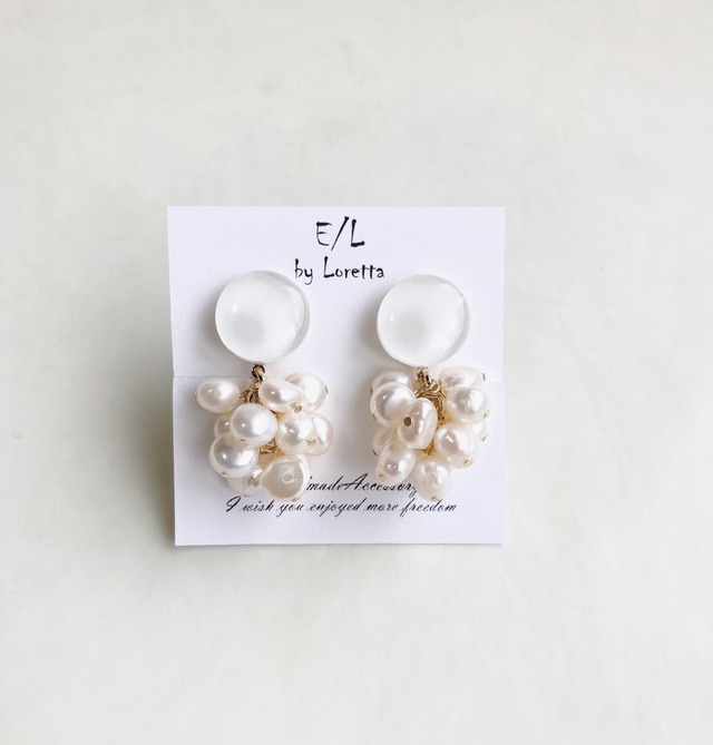 Mini circle 淡水パール tassel pierce/earring(White) [cc]