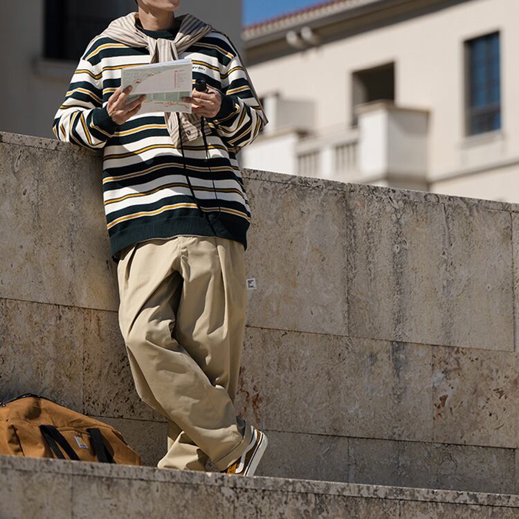 ★STRIPED ROUND NECK SWEATER　　　17288