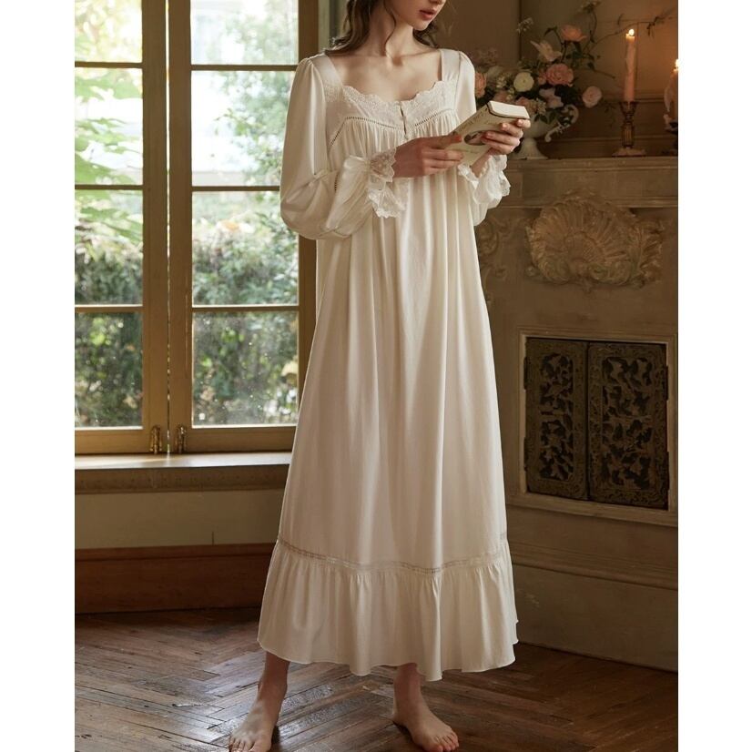 【2COLOR】【XS-XL】french style diamond-neck lace room wear p1744