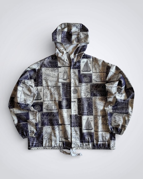 1960s NAUTICAL PATTERN ZIP UP PARKA
