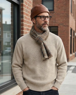 ミニマル リブクルーネックニット 4色　A0090