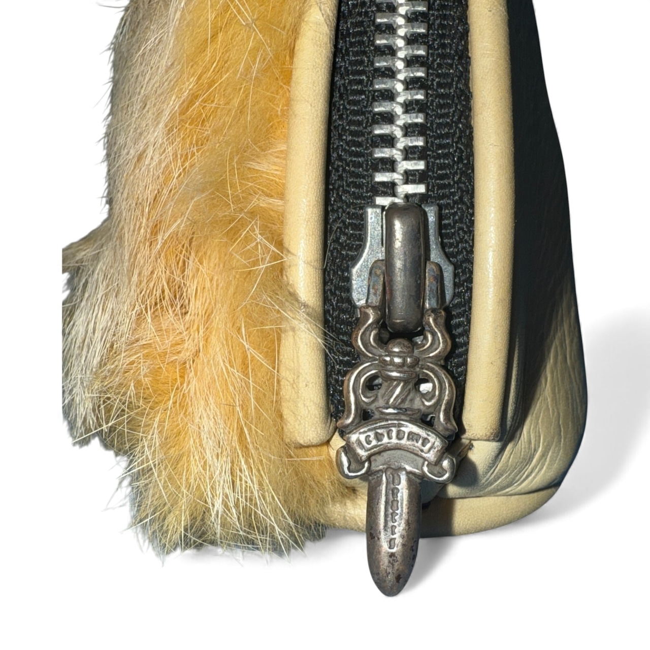 【CHROME HEARTS】クロムハーツ ダガーZIPレザー×ファーポーチ