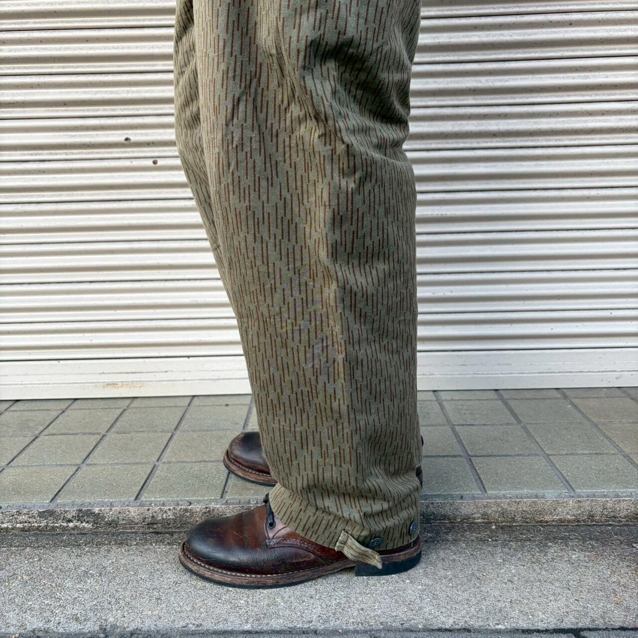 70s 東ドイツ軍 実物 NVA レインドロップカモ カーゴパンツ W88cm 中綿