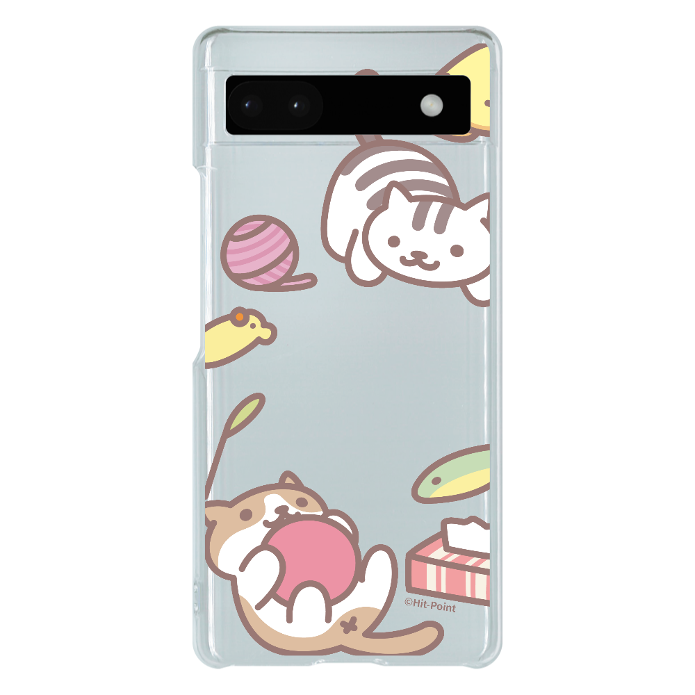 【Google Pixel 6a】【ねこあつめ(ボールあそび)】スマホケース クリアタイプ