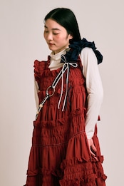 bi-tone frill strap Navy×White