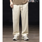 Linen Wide Pants with Elastic Waist ◇2color H0342