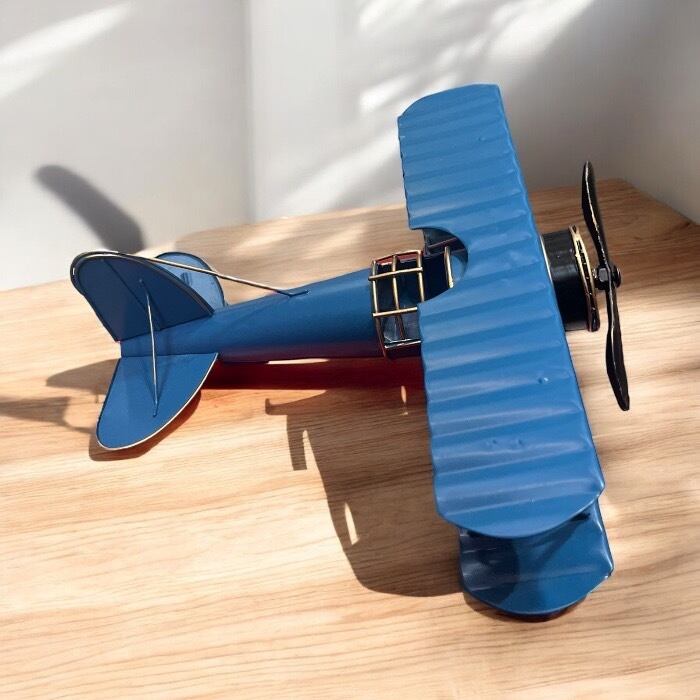 ブリキ 飛行機 セスナ ブルー 青 アンティーク レトロ コレクション 