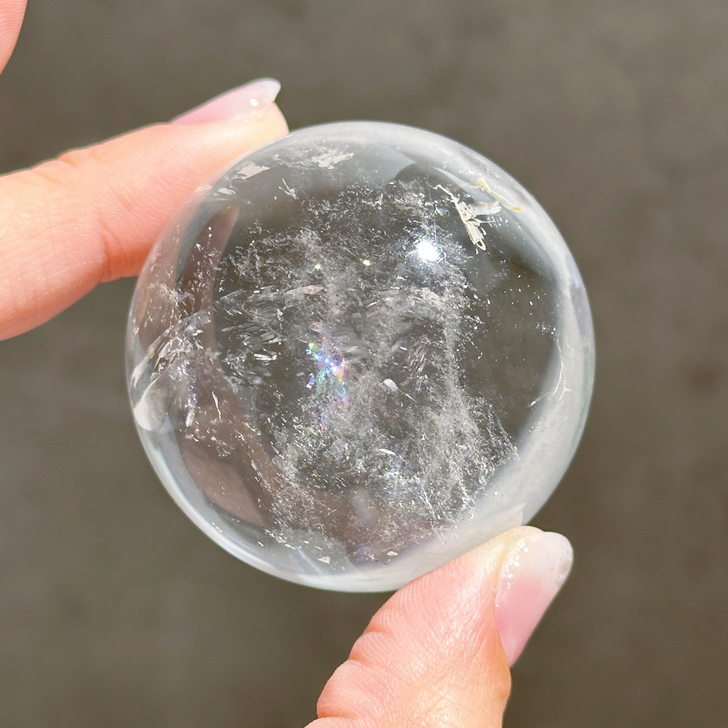 【2026年の石✨】クリアクォーツ　フレイムセット　天然石 高品質】虹◎ バイーア州産クリアクォーツ スフィア33◇ Clear Quartz