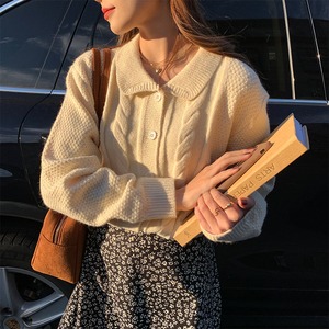 襟付きショートニットカーディガン　A1223