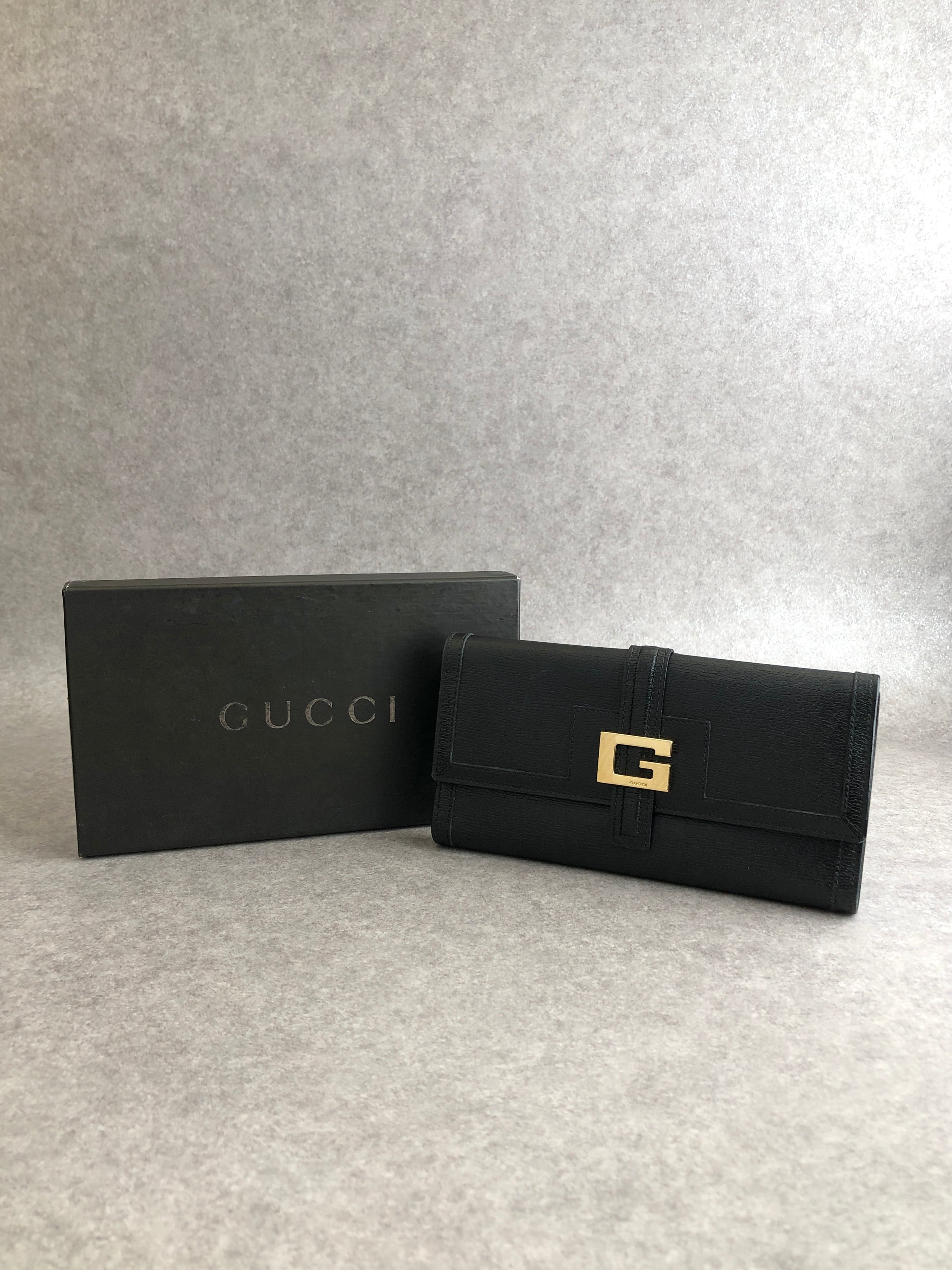 GUCCI ヴィンテージ　財布 GUCCI グッチ 財布 ブラック ロゴ レザー 長財布 vintage ヴィンテージ