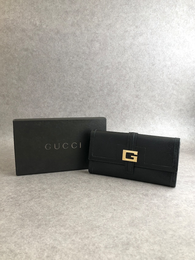 GUCCI グッチ 財布 ブラック ロゴ レザー 長財布 vintage ヴィンテージ オールド dyaswj