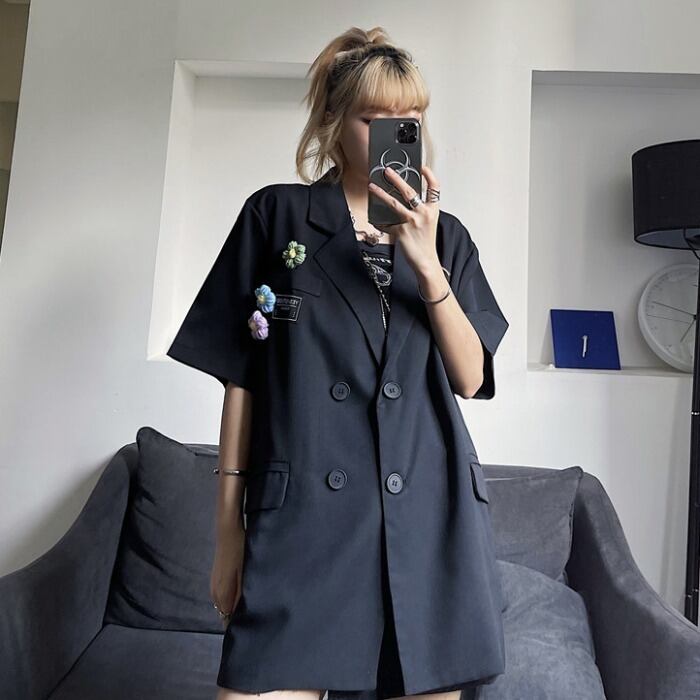 サマージャケット スタイルダブルブレスト薄手カーディガン 夏物 ケッペル16862656889