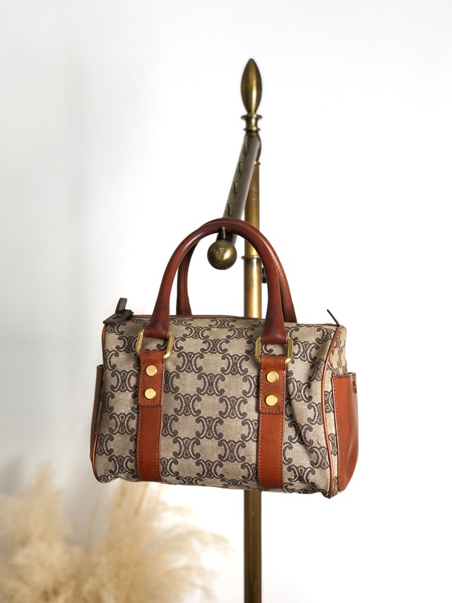 CELINE セリーヌ トリオンフ ハンドバッグ ベージュ キャンバス ミニボストン vintage ヴィンテージ オールド btsixw